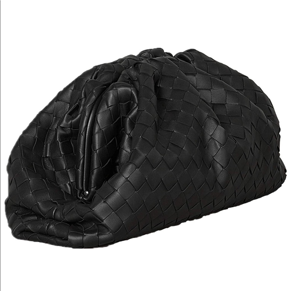Black basket weave clutch/crossbody purse